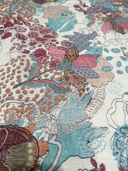 Twill digital print top with masleen bottom and mul twill dupatta