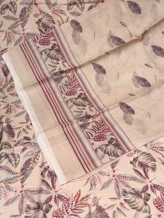 Twill digital print top with masleen bottom and mul twill dupatta